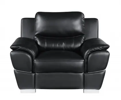 48" Black And Silver Leather Match Club Chair
