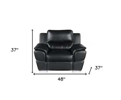 48" Black And Silver Leather Match Club Chair