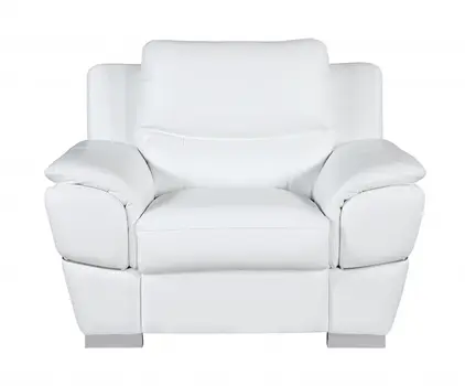 48" White And Silver Leather Match Club Chair