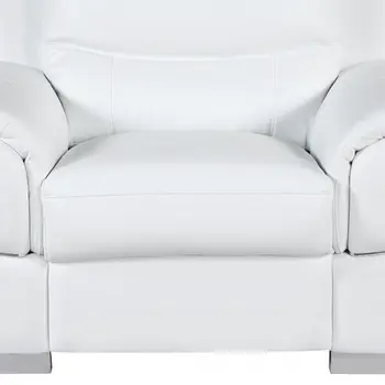 48" White And Silver Leather Match Club Chair