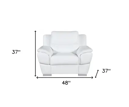 48" White And Silver Leather Match Club Chair