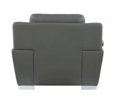 48" Gray And Silver Leather Match Club Chair