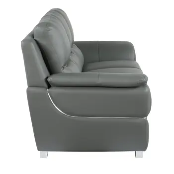 48" Gray And Silver Leather Match Club Chair