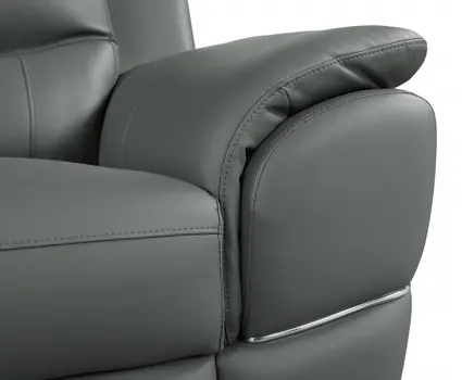 48" Gray And Silver Leather Match Club Chair
