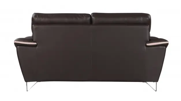 69" Brown And Silver Faux Leather Love Seat