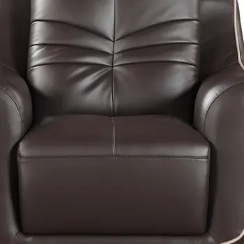Leather Match Solid Color Flared Arms Club Chair Brown Legs
