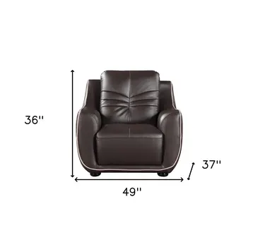 Leather Match Solid Color Flared Arms Club Chair Brown Legs