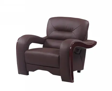 39" Brown Genuine Leather Arm Chair