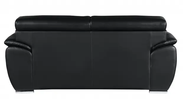 69" Black And Silver Faux Leather Loveseat