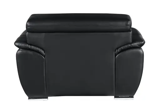 38" Black And White Genuine Leather Chair and a Half