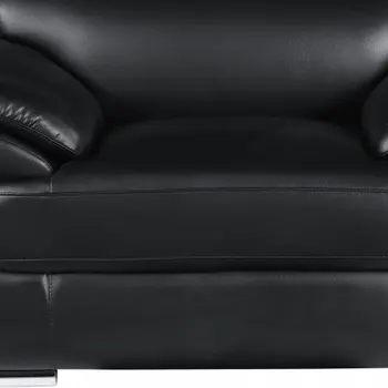 38" Black And White Genuine Leather Chair and a Half