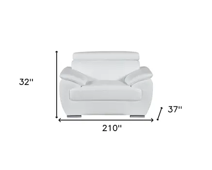 Three Piece Indoor White Genuine Leather Six Person Seating Set