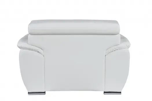 38" White And Silver Genuine Leather Chair and a Half