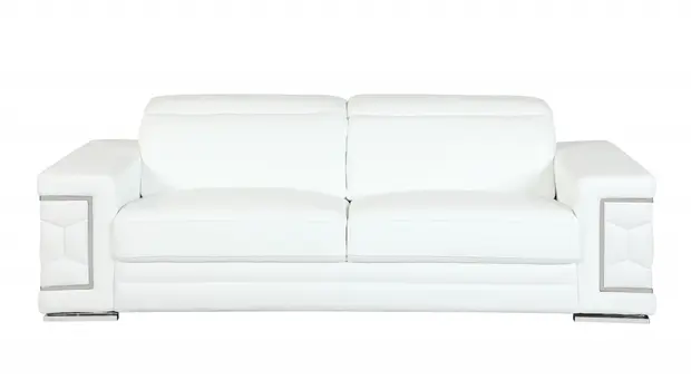 Three Piece Indoor White Italian Leather Six Person Seating Set