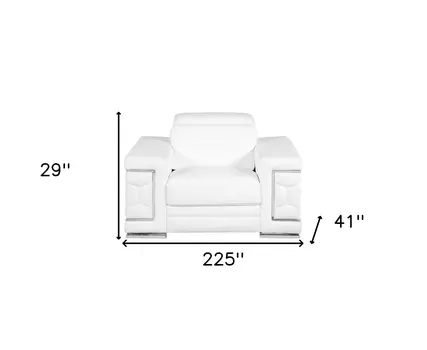 Three Piece Indoor White Italian Leather Six Person Seating Set