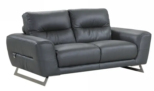 68" Silver Genuine Leather Love Seat
