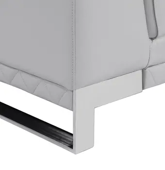 73" Light Gray And Silver Genuine Leather Loveseat