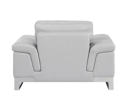 49" Dark Gray And Silver Genuine Leather Arm Chair
