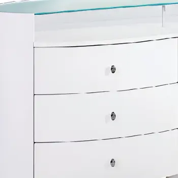63" White Wood Six Drawer Double Dresser