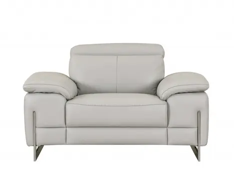 Three Piece Indoor Light Gray Italian Leather Six Person Seating Set