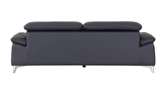 87" Blue Italian Leather Sofa With Silver Legs