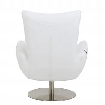 37" White And Silver Genuine Leather Lounge Chair
