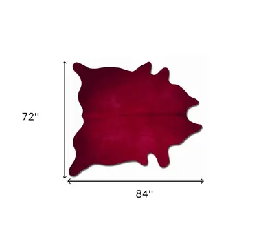 6' X 7' Burgundy Cowhide Area Rug
