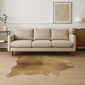 6' X 7' Gold Cowhide Cowhide Print Area Rug