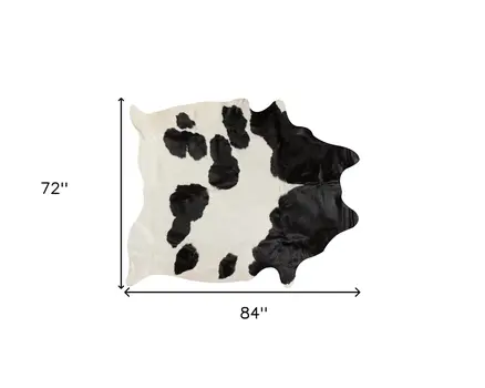 6' X 7' Black And White Cowhide Cowhide Print Area Rug