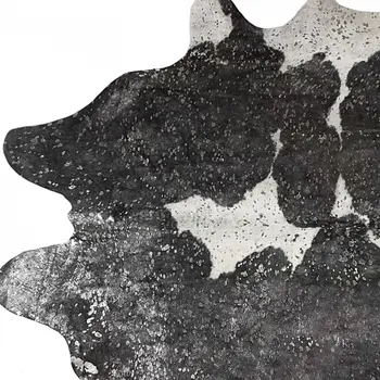 6' X 7' Black And Silver Cowhide Cowhide Print Area Rug