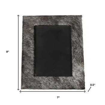 4" x 6" Gray Cowhide Tabletop Picture Frame with Mat
