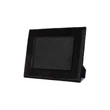 5" x 7" Black Cowhide Hanging & Tabletop Picture Frame with Mat