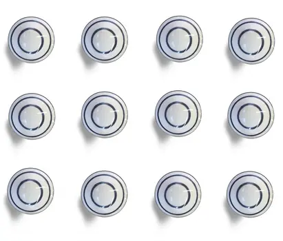 Set of Twelve White and Black Ceramic Drawer Pull Knobs