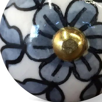 1.5" X 1.5" X 1.5" White Blue Black Handpainted Ceramic  Knobs 8 Pack