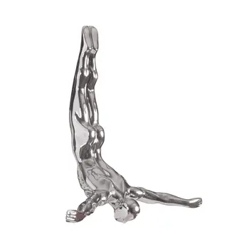 7" X 7" Silver Resin Diving Man Hanging Dimensional Sculpture