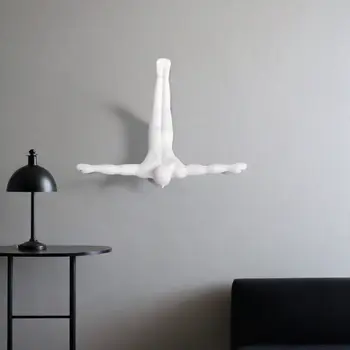7" X 7" White Resin Diving Man Hanging Dimensional Sculpture