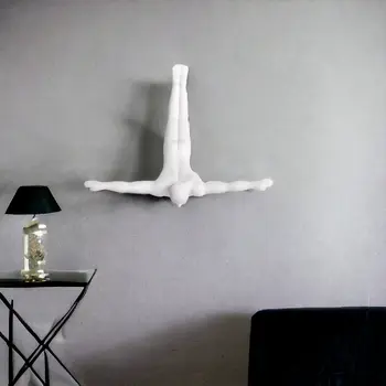 7" X 7" White Resin Diving Man Hanging Dimensional Sculpture
