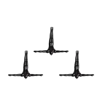 Set of Three Black Resin Diving Man Hanging Dimensional Sculpture