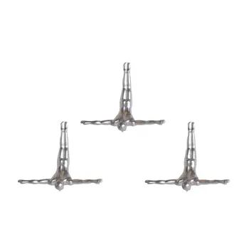 Set of Three Silver Resin Diving Man Hanging Dimensional Sculpture