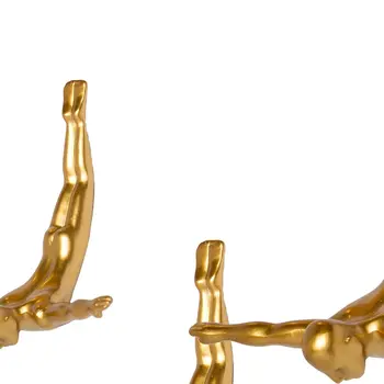 Set of Three Gold Resin Diving Man Hanging Dimensional Sculpture