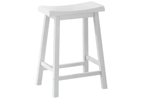 Set of Two 48" White Solid Wood Backless Bar Chairs