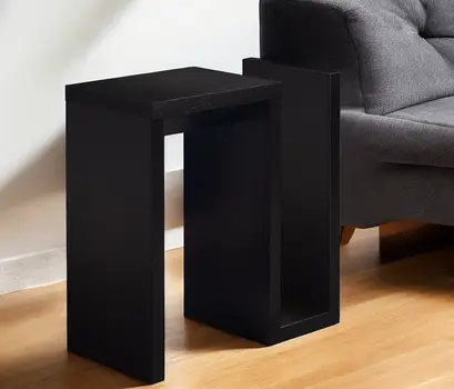 24" Dark Brown Wood And Metal End Table With Shelf