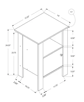 24" Black Wood Nightstand