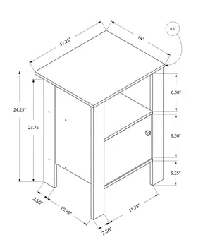 24" Deep Taupe Wood End Table With Shelf