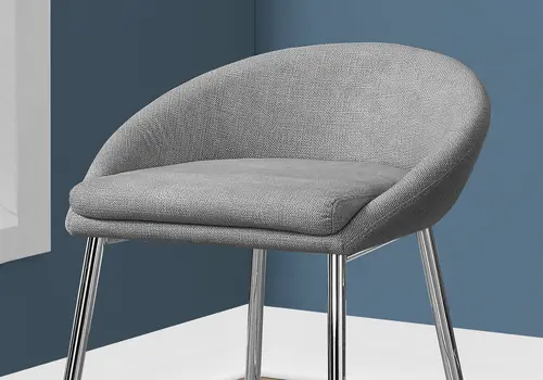 Set of Two 24" Gray and Silver Metal Low Back Bar Chairs