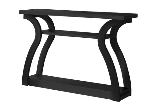 47" Black Floor Shelf Console Table With Shelves