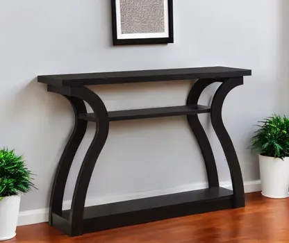 47" Espresso Floor Shelf Console Table With Storage