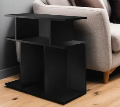 24" Black Wood End Table With Six Open Shelves