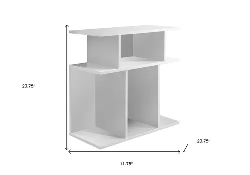 24" White Wood End Table With Six Open Shelves