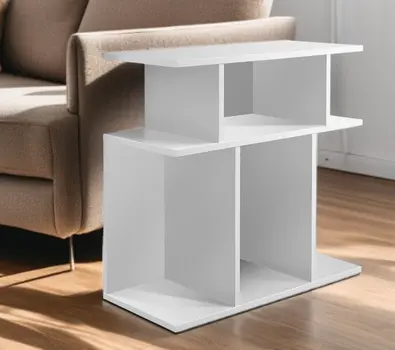 24" White Wood End Table With Six Open Shelves